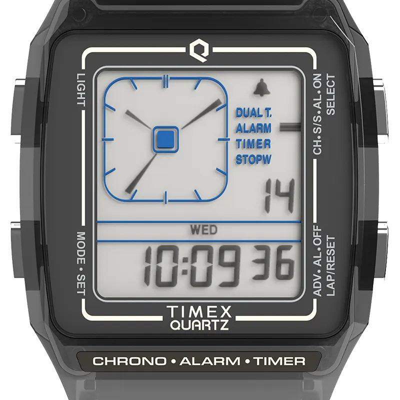 Q Timex LCA Rectangle Digital Grey Dial Watch | TW2W45000