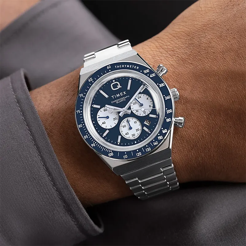 Q Timex Chronograph Tachymeter Blue Dial Men's Watch | TW2W51600
