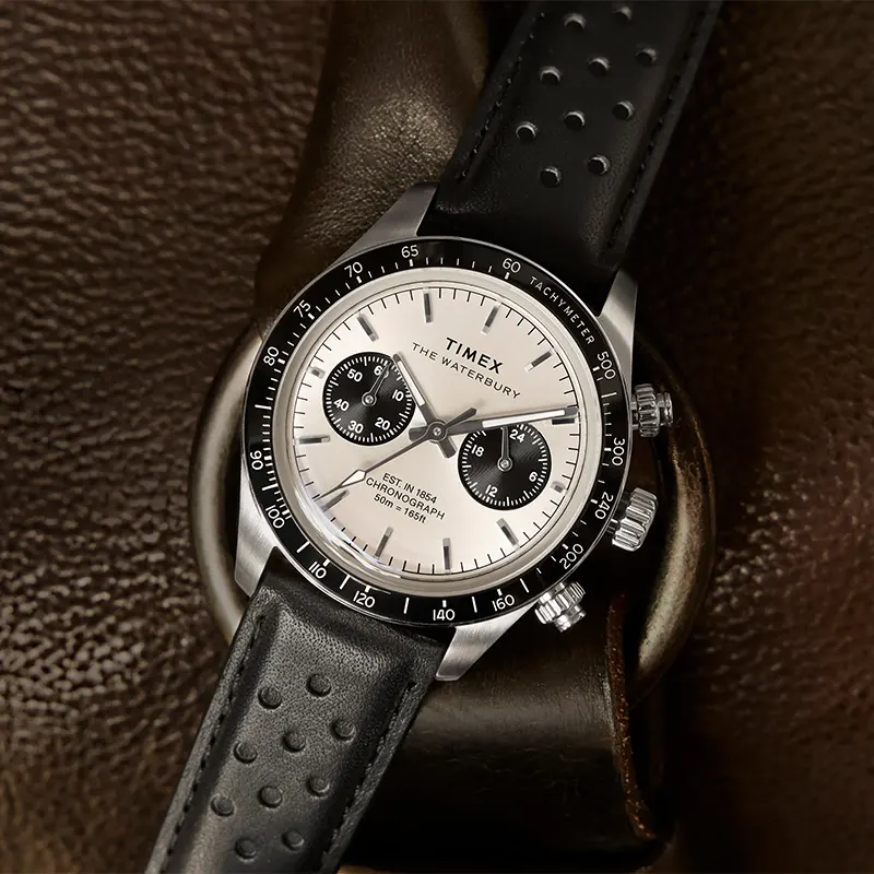 Timex Waterbury Heritage Chronograph Silver Dial Men's Watch | TW2Y19300