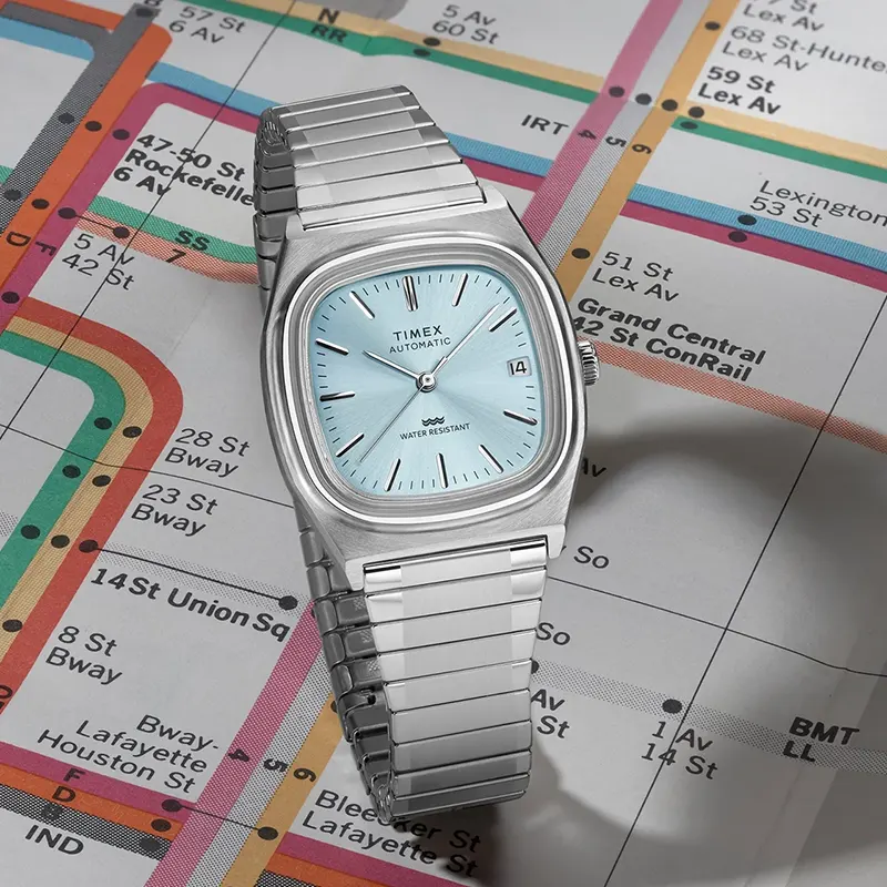 Timex® 1983 E Line Reissue Ice Blue Dial Automatic Men's Watch | TW2Y66700