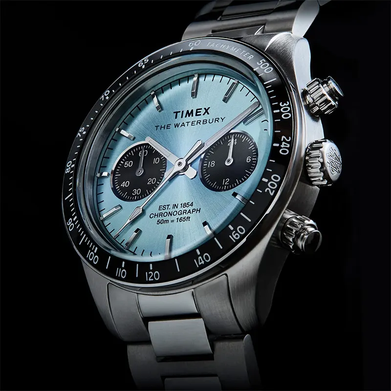 Timex Waterbury Heritage Chronograph Ice Blue Dial Men's Watch | TW2Y70500