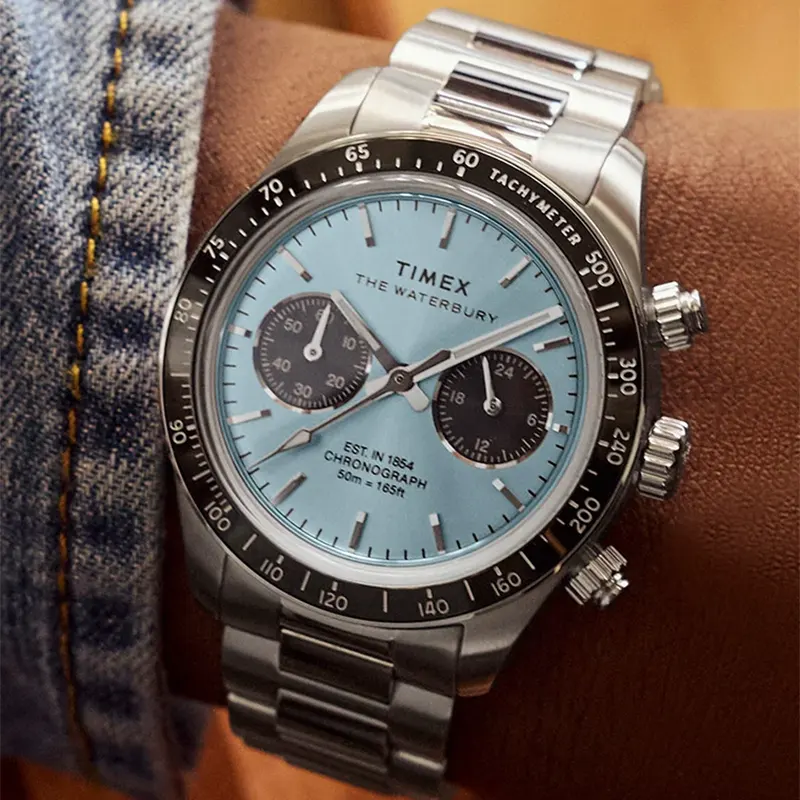 Timex Waterbury Heritage Chronograph Ice Blue Dial Men's Watch | TW2Y70500