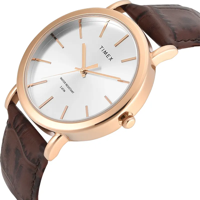 Timex Silver Dial Brown Leather Men's Watch | TWEG356SMU01T
