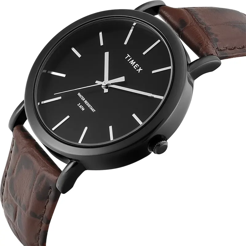 Timex Black Dial Brown Leather Men's Watch | TWEG356SMU02T