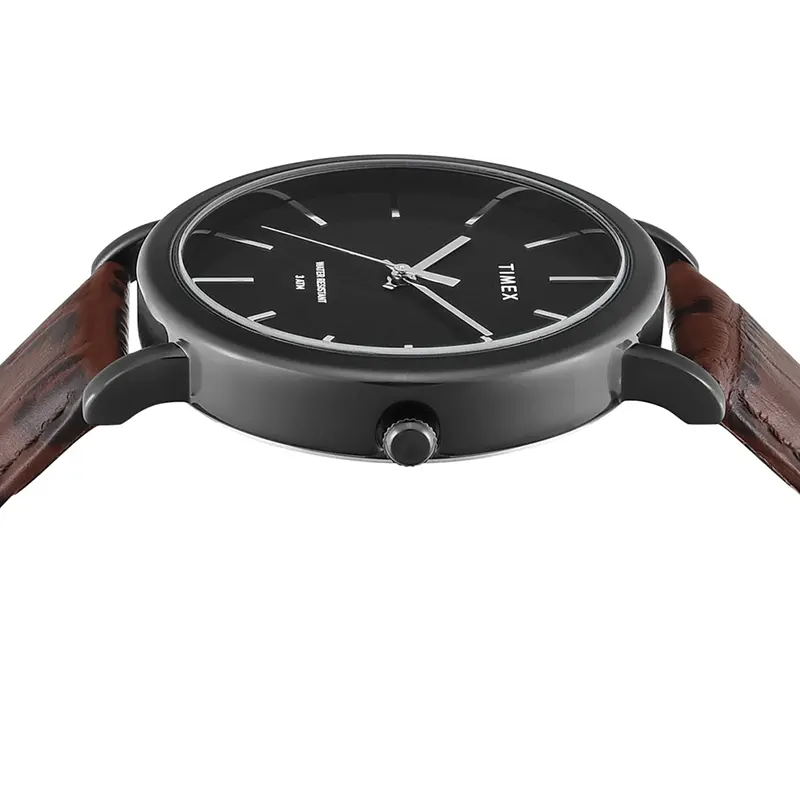 Timex Black Dial Brown Leather Men's Watch | TWEG356SMU02T