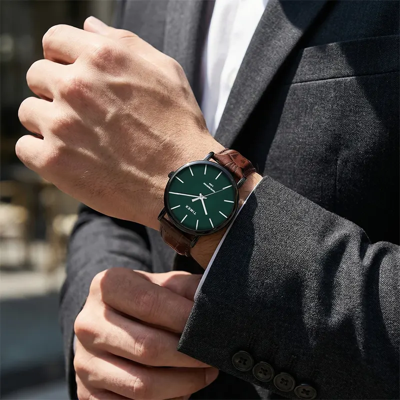 Timex Green Dial Brown Leather Men's Watch | TWEG356SMU03T