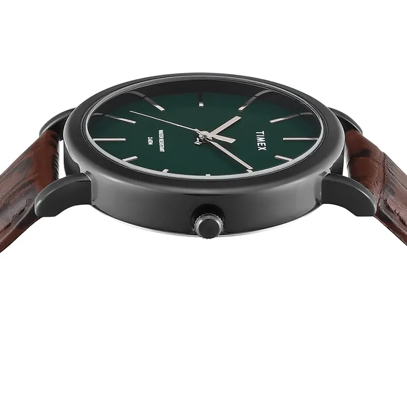 Timex Green Dial Brown Leather Men's Watch | TWEG356SMU03T