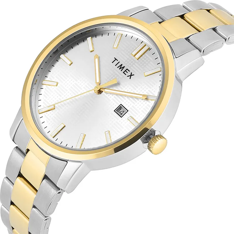Timex Date Silver Dial Two-Tone Men's Watch | TWEG358SMU02T