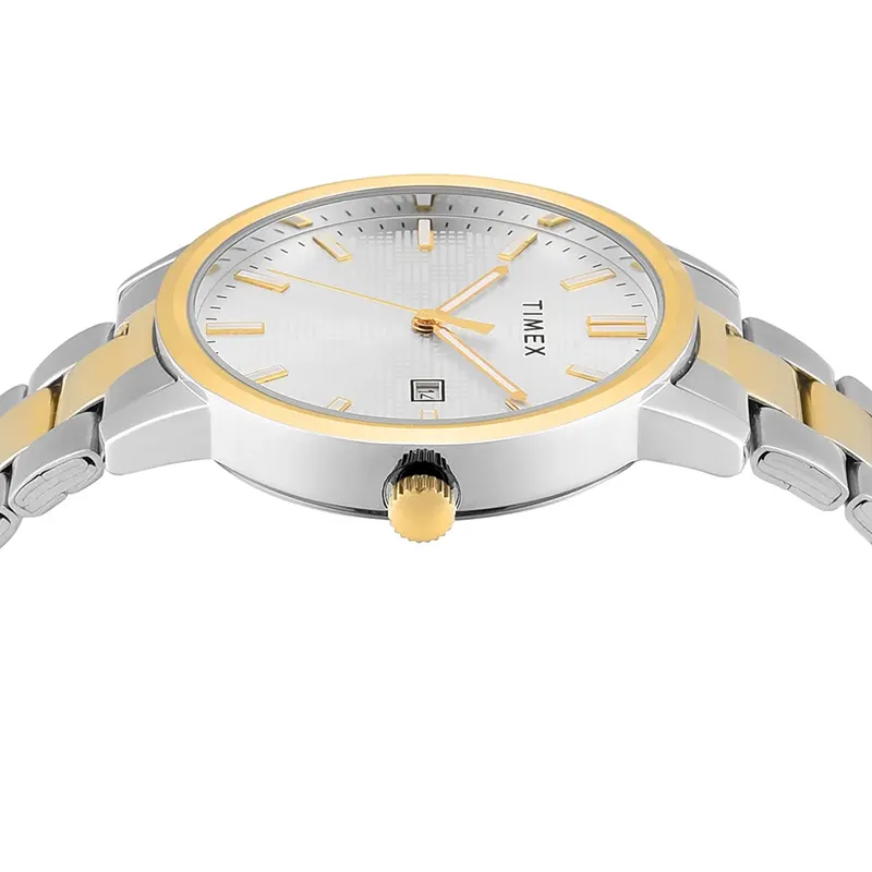 Timex Date Silver Dial Two-Tone Men's Watch | TWEG358SMU02T