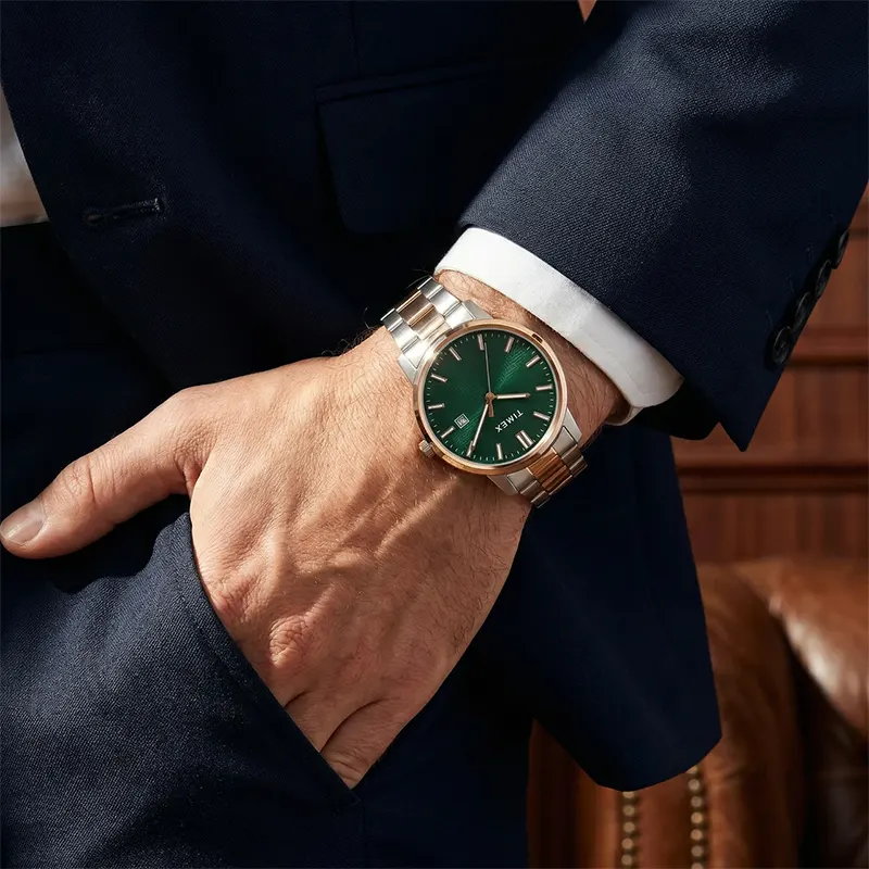 Timex Green Dial Two-Tone Men's Watch | TWEG358SMU03T