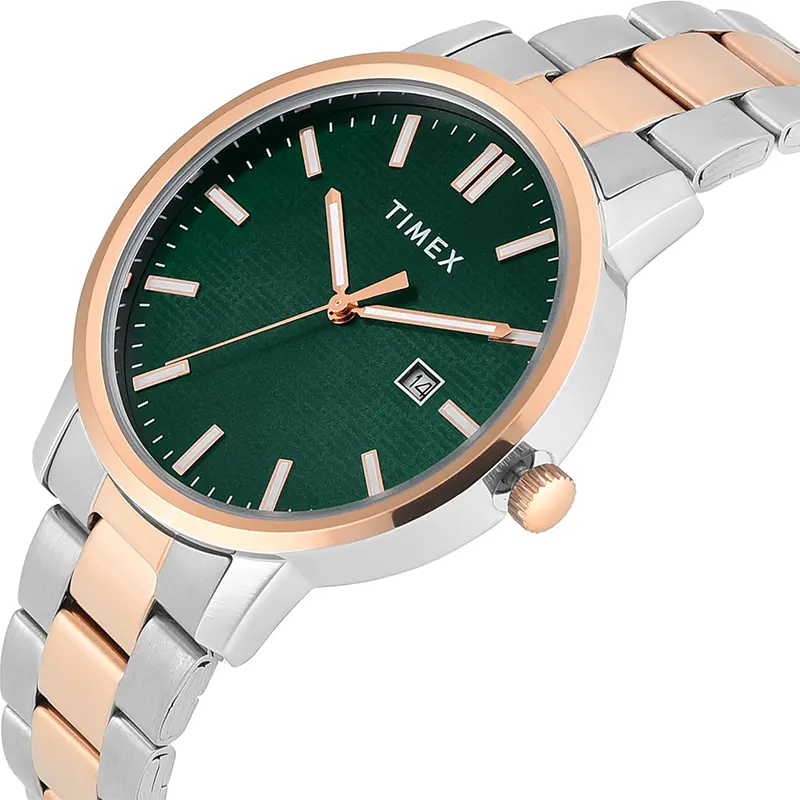 Timex Green Dial Two-Tone Men's Watch | TWEG358SMU03T