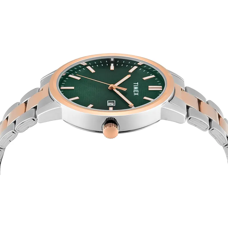 Timex Green Dial Two-Tone Men's Watch | TWEG358SMU03T