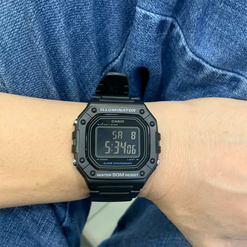 Casio W-218H-1BVDF Standard Digital Black Dial Men's Watch