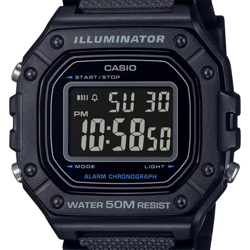 Casio W-218H-1BVDF Standard Digital Black Dial Men's Watch