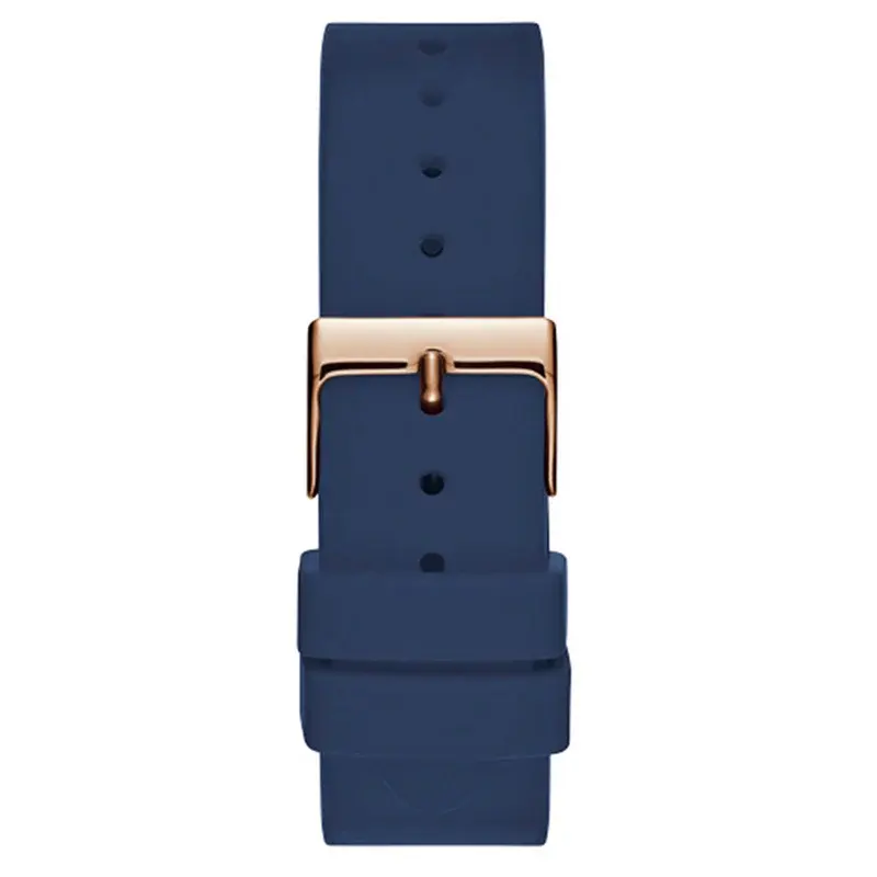 Guess G-Twist Rose Gold Dial Blue Silicone Ladies Watch | W0911L6