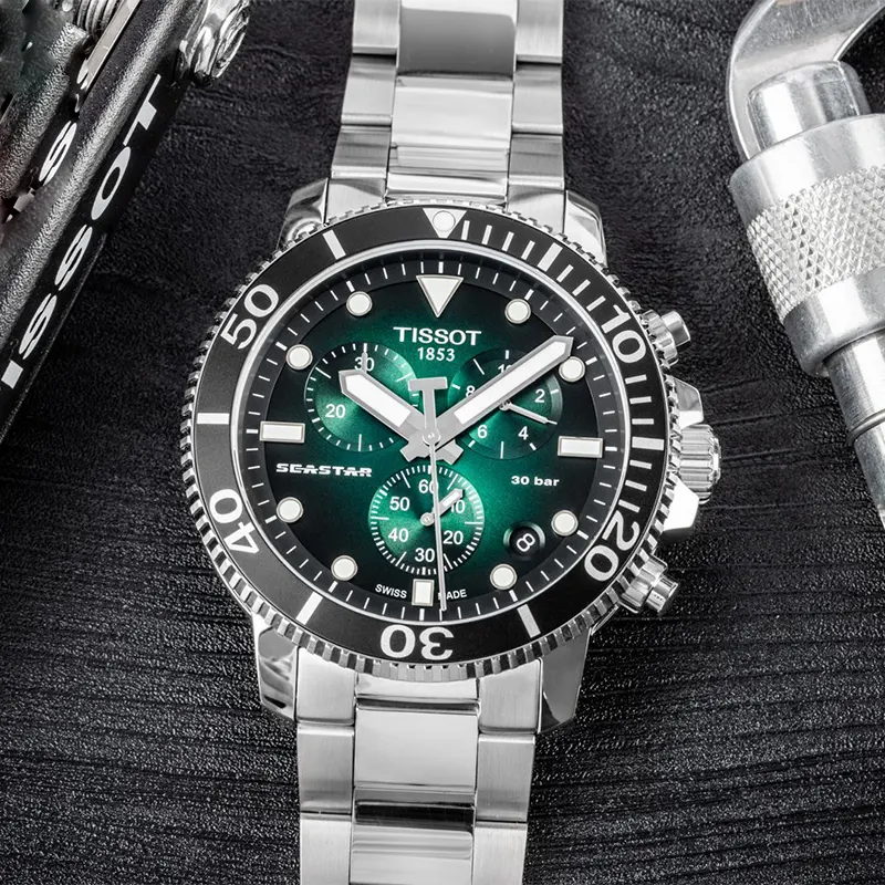 Tissot Seastar 1000 Chronograph Green Dial Men's Watch | T120.417.11.091.01