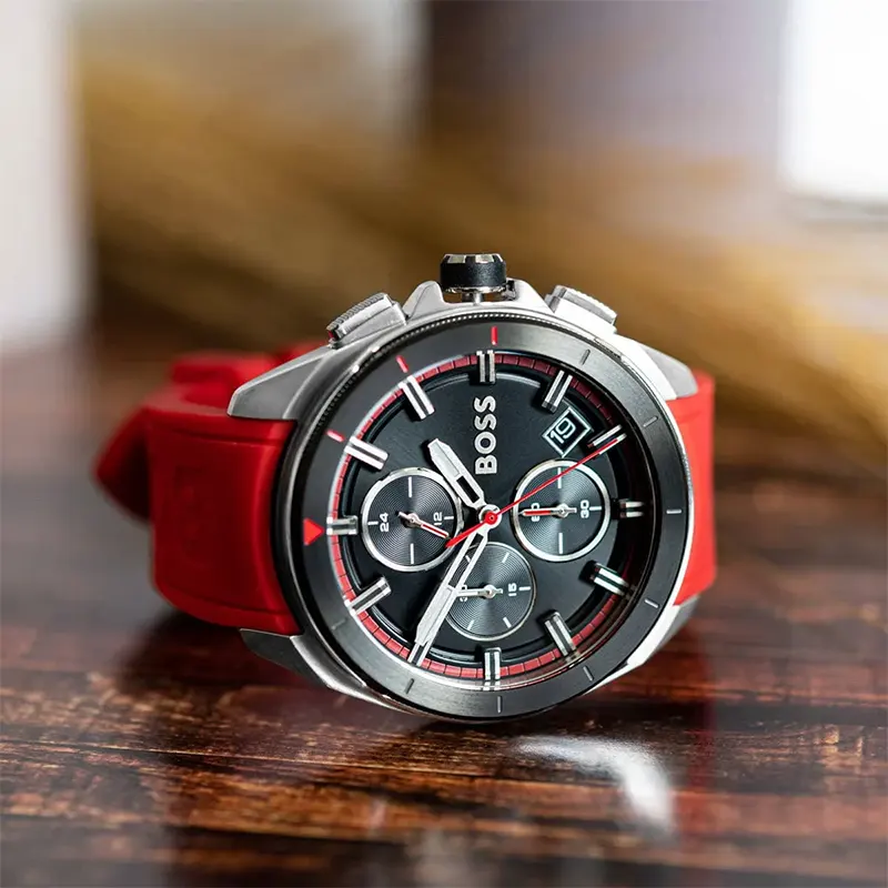 Hugo Boss Volane Chronograph Red Silicone Strap Men's Watch | 1513959