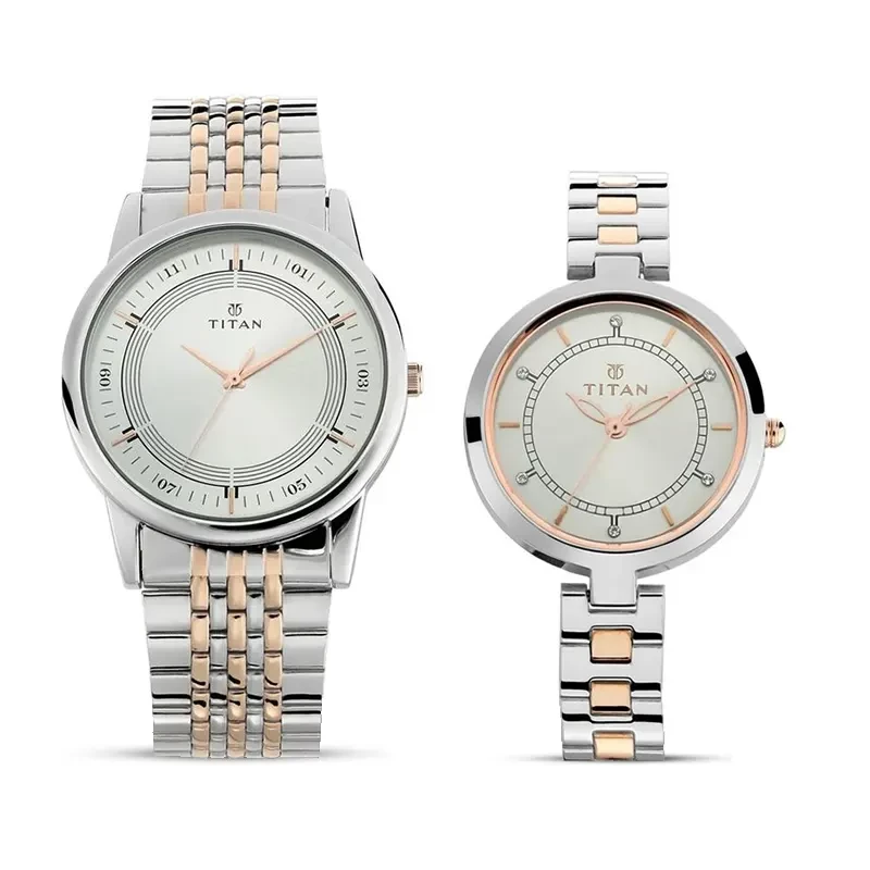 Titan Bandhan Silver Dial Couples Watch | 17732603KM01