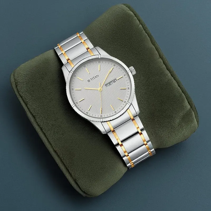 Titan Lagan 1775BM02 White Dial Two tone Men's Watch
