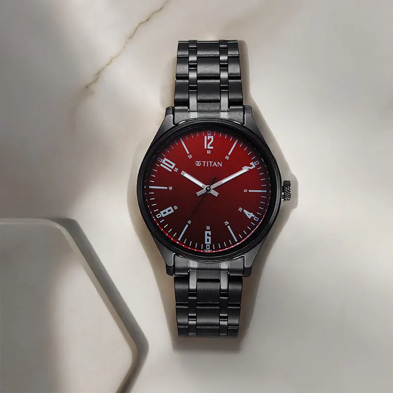 Titan Workwear Wrist Wit Red Brown Dial Men's Watch | 1802NM02