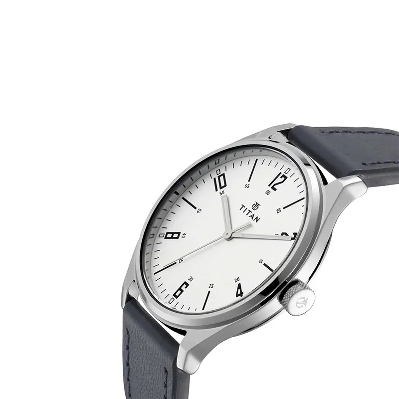 Titan Urban Edge Silver Dial Leather Men's Watch | 1802SL02
