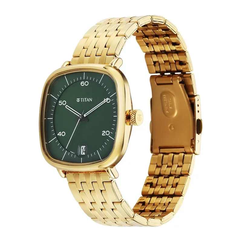Titan Neo Curve Green Dial Gold-Tone Men's Watch | 1885YM02