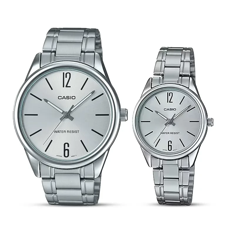 Casio Silver Dial Couple Watch | MTP/LTP-V005D-7B