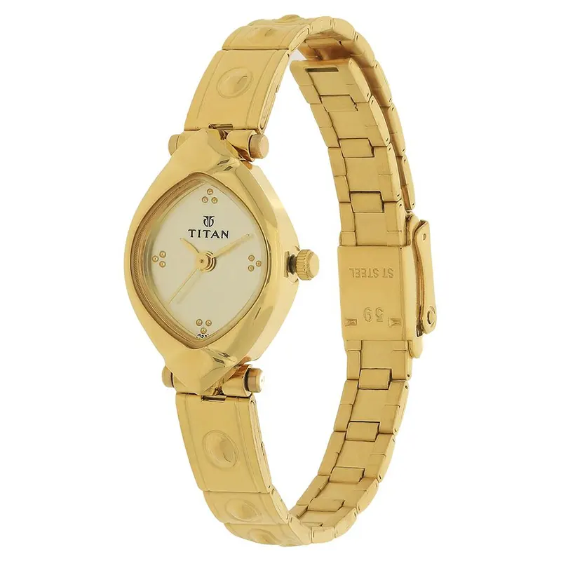 Titan 2417YM02 Champagne Dial Gold-tone Ladies Watch