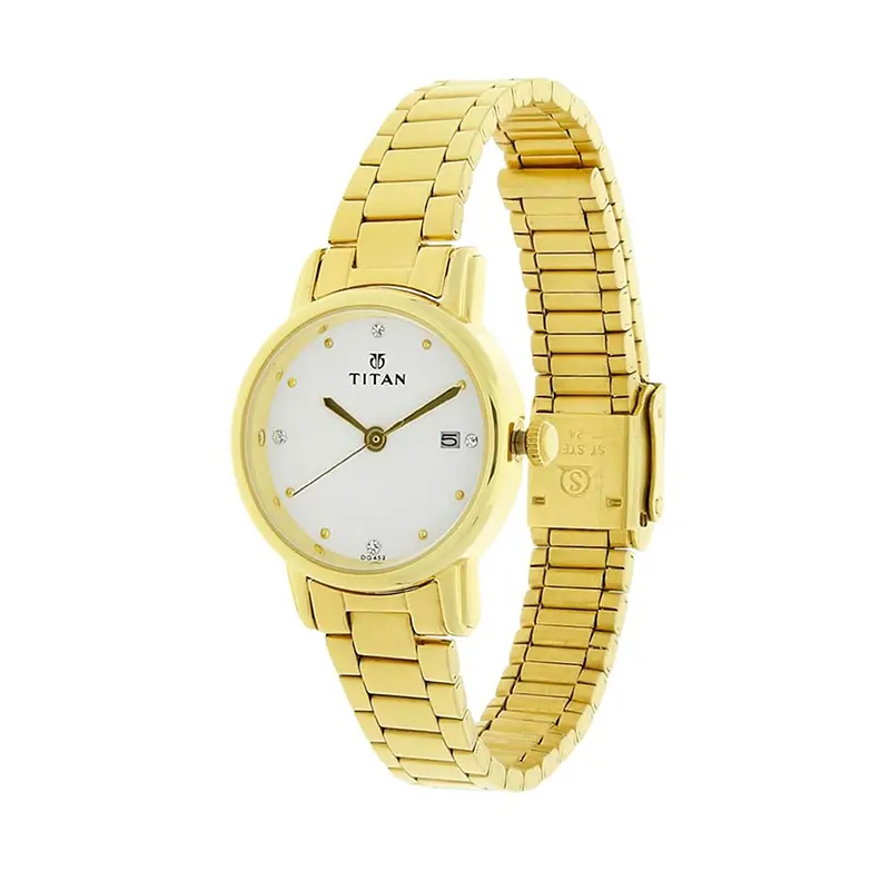Titan Karishma 2572YM01 White Dial Gold-Tone Ladies Watch