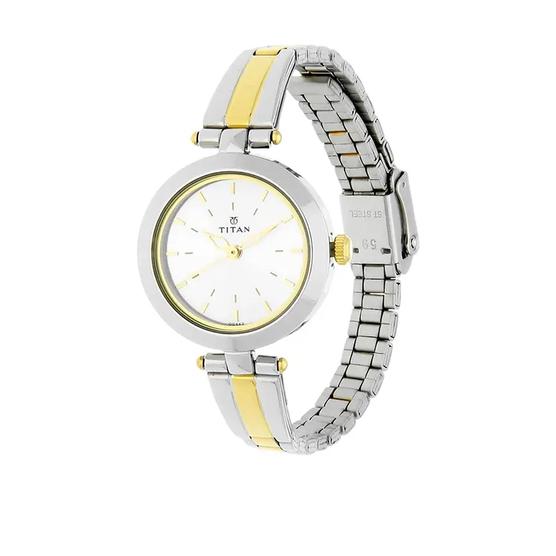 Titan 2574BM01 Silver Dial Two-Tone Ladies Watch