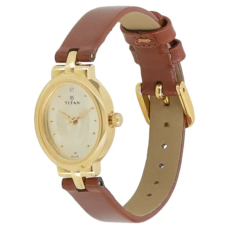 Titan 2594YL01 Brown Leather Strap Ladies Watch