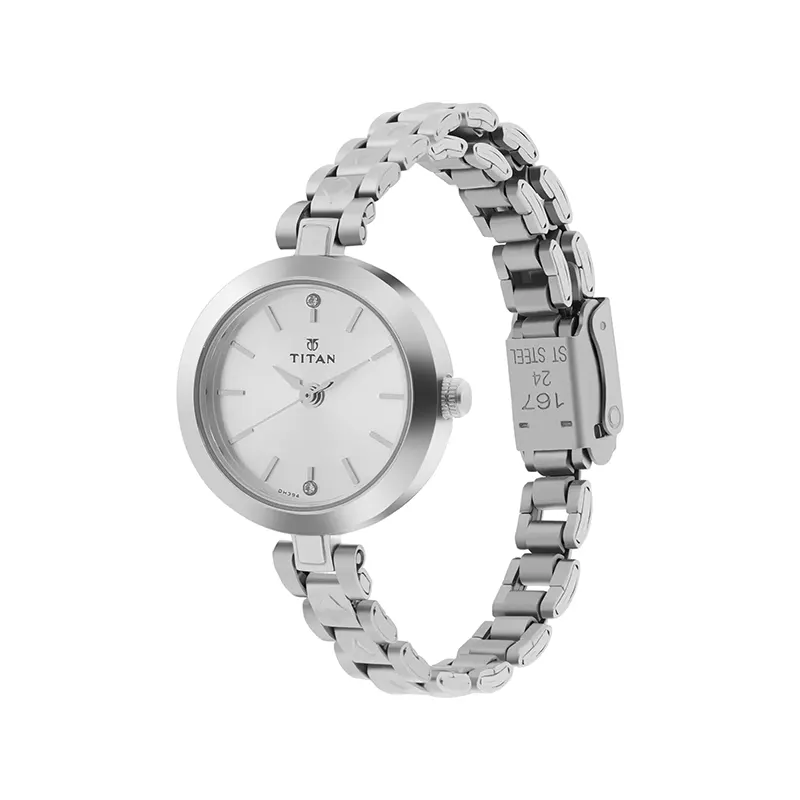Titan Lagan 2598SM01 Silver Dial Silver-Tone Ladies Watch