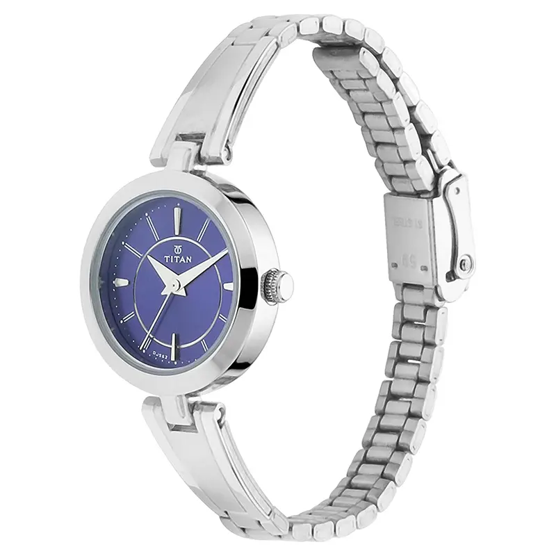 Titan Lagan 2598SM03 Blue Dial Silver-Tone Ladies Watch