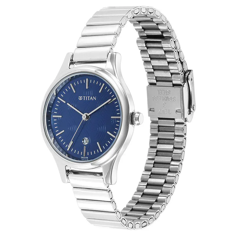 Titan Karishma 2679SM01 Blue Dial Silver-Tone Ladies Watch