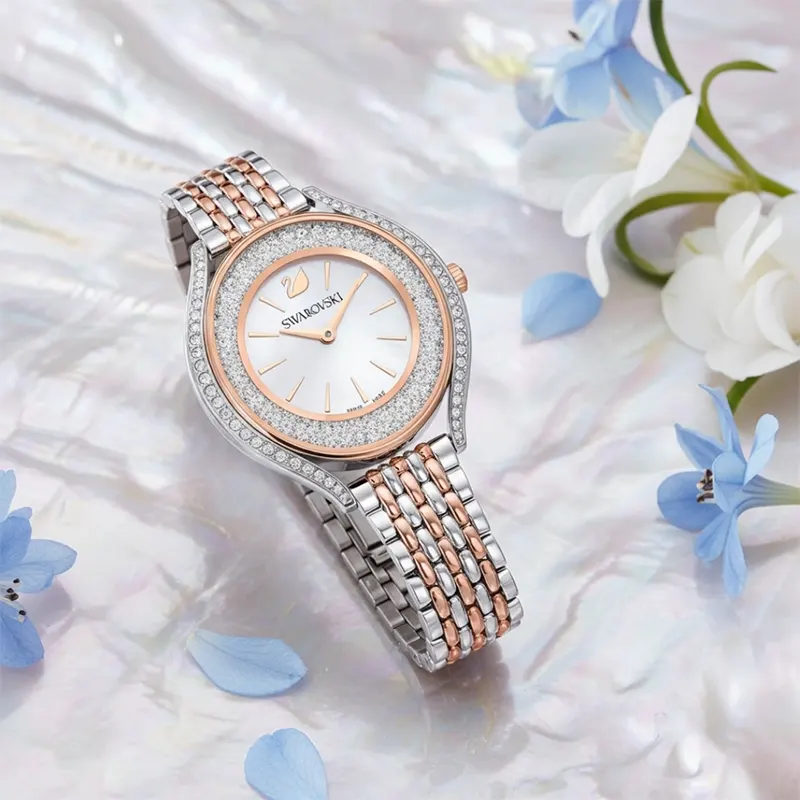 Swarovski Crystalline Aura White Dial Two-Tone Ladies Watch | 5644075