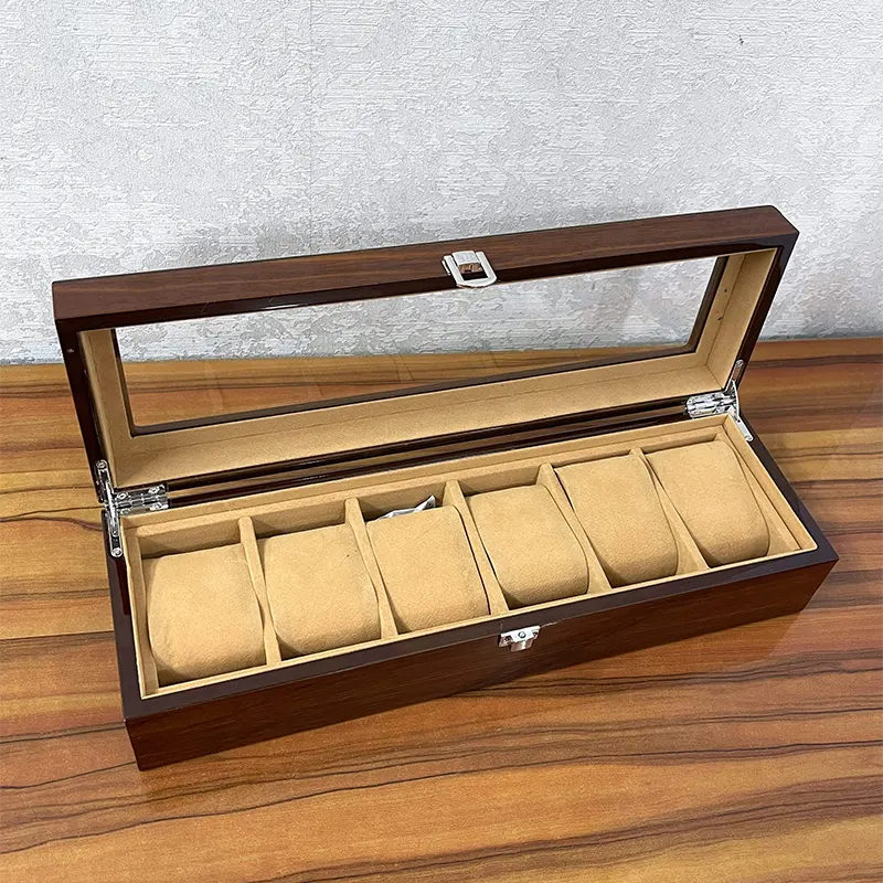 6 Slot Coffee Wooden Watch Organizer Box And Gift Case