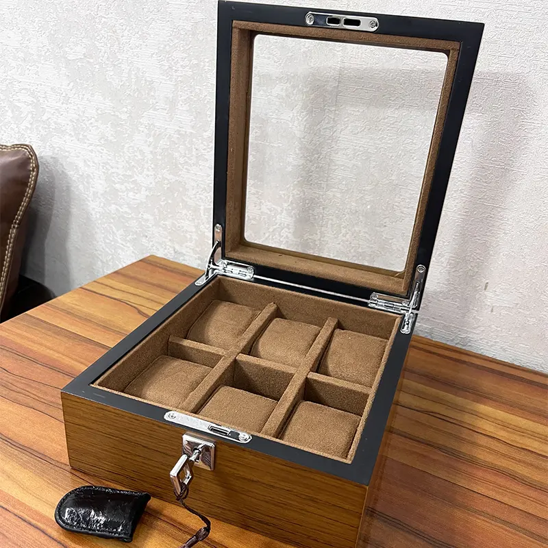 6 Slots New Coffee Wooden Watch Organizer Boxes And Gift Case