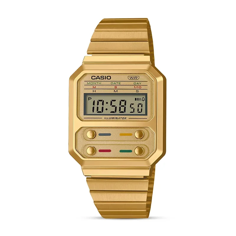 Casio A100WEG-9A Gold-tone Digital Dial Watch