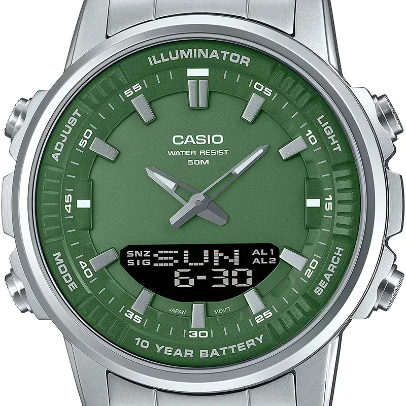 Casio AMW-880D-3AV Green Dial Dual Time Men’s Watch