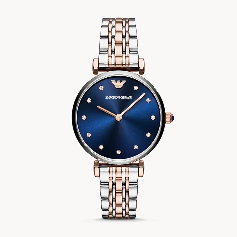 Emporio Armani Gianni T Bar Blue Dial Two-tone Ladies Watch | AR11092