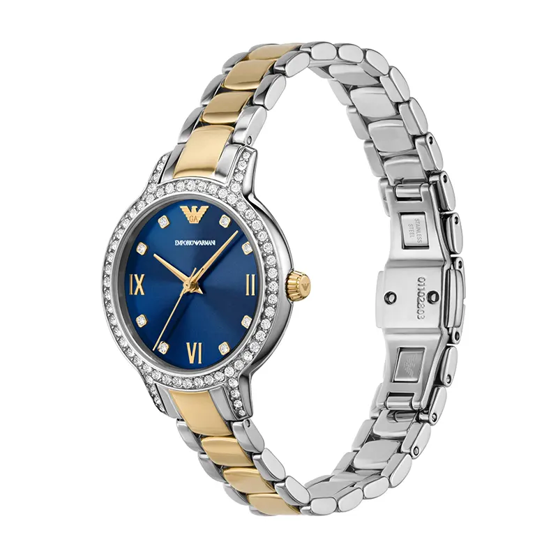 Emporio Armani Cleo Blue Dial Two-Tone Ladies Watch | AR11576