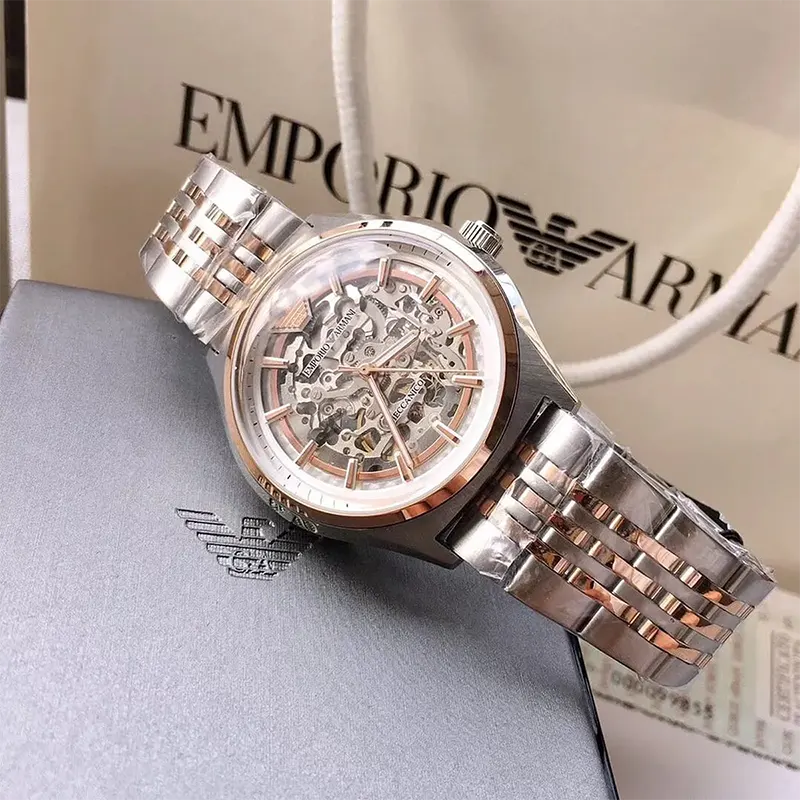 Emporio Armani Automatic Skeleton Dial Two-tone Men's Watch | AR60002