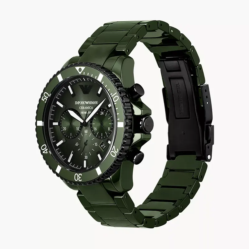 Emporio Armani World Explorer Chronograph Green Dial Men's Watch | AR70011