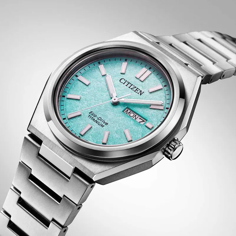 Citizen Zenshin Eco-Drive Tiffany Blue Dial Super Titanium Men’s Watch | AW0130-85M