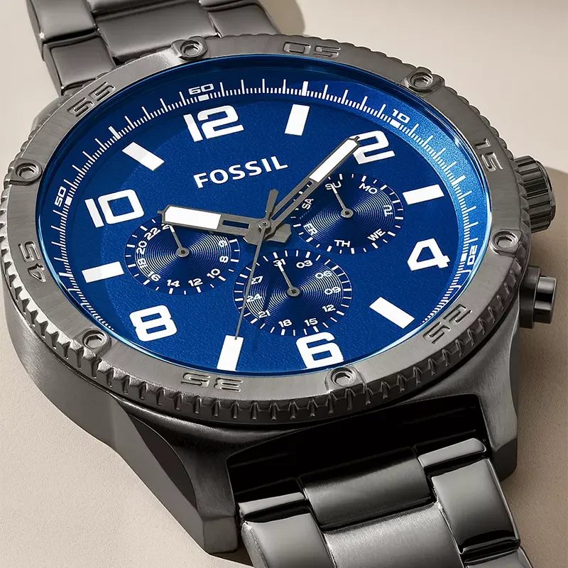 Fossil Brox Multifunction Blue Dial Smoke-plated Men's Watch | BQ2798