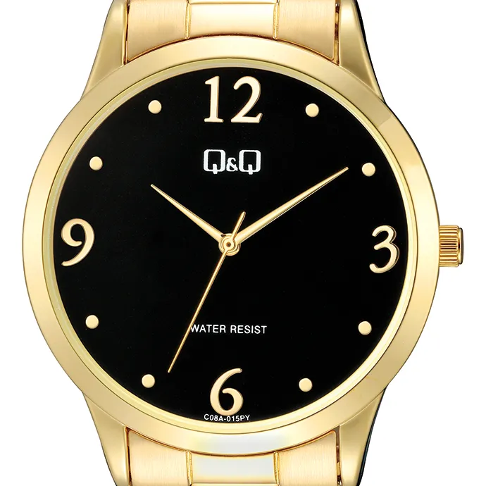 Q&Q C08A-015PY Black Dial Gold-tone Ladies Watch
