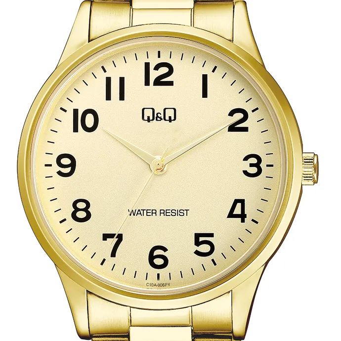 Q&Q C10A-006PY Gold Dial Gold-tone Men's Watch