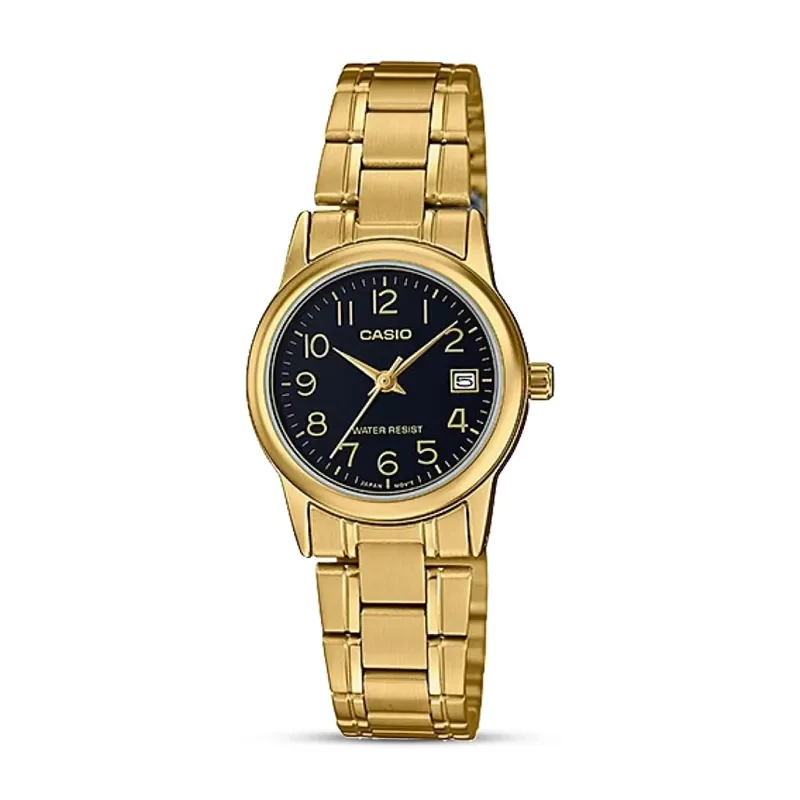 Casio LTP-V002G-1B Black Dial Gold-tone Ladies Watch