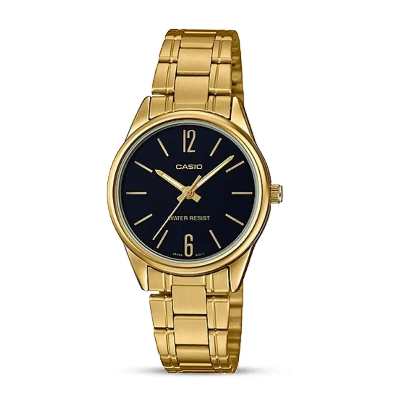 Casio Enticer Black Dial Gold-tone Ladies Watch | LTP-V005G-1B