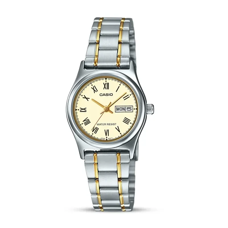 Casio Enticer Cream Dial Two-tone Ladies Watch | LTP-V006SG-9B